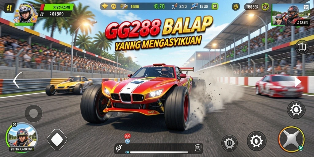 Tampilan gameplay GG288 yang mendebarkan di trek balap.