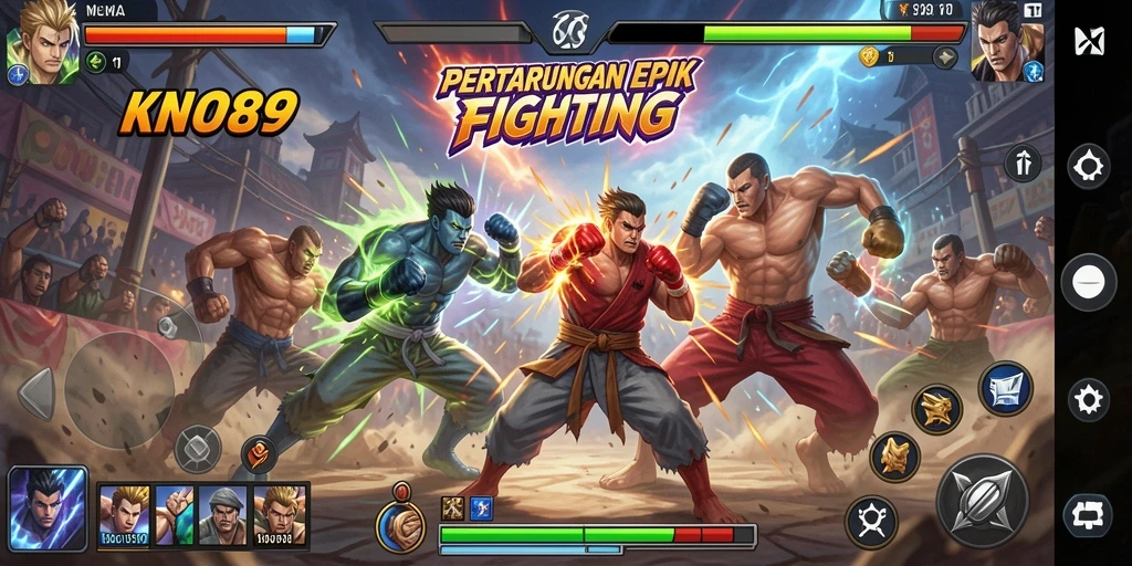 Tangkapan layar menunjukkan karakter bertarung di arena yang menegangkan.